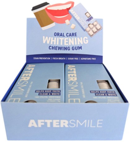 AFTERSMILE Xylitol Whitening Oral Care Chewing Gum (Clean & White Teeth) Mint 12 Piece Sleeve x 10 D