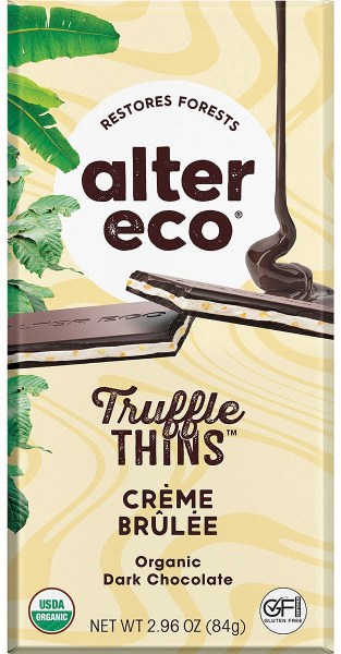 Alter Eco Chocolate Organic Creme Brulee Dark Truffle Thins 12x84g