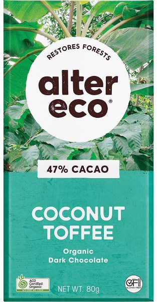 Alter Eco Chocolate Organic Dark Coconut Toffee 12x80g