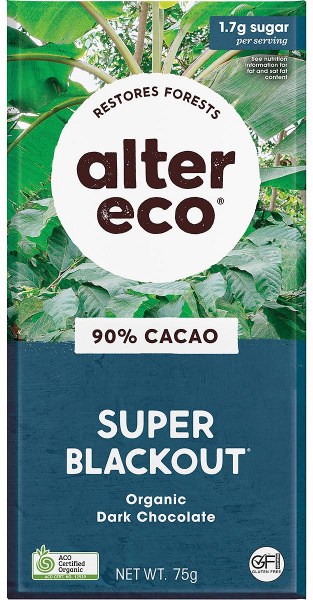 Alter Eco Chocolate Organic Dark Super Blackout 12x75g