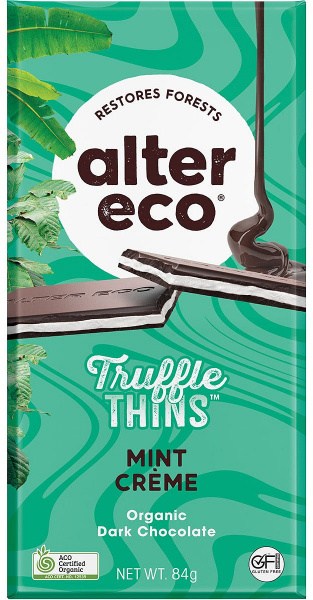 Alter Eco Chocolate Organic Mint Creme Dark Truffle Thins 12x84g