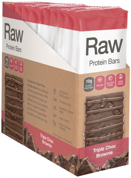 AMAZONIA RAW Protein Bar Triple Choc Brownie 40g x 10 Display
