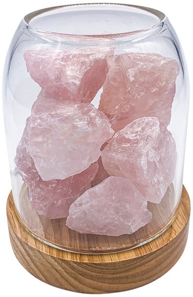 AMRITA COURT Aurora Crystal Diffuser Wooden Base with Light Rose Quartz