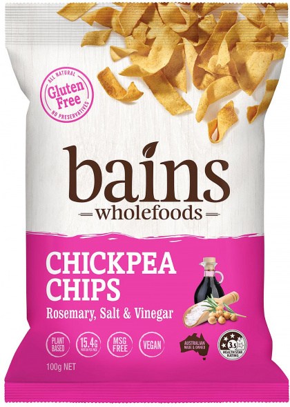 Bains Wholefoods Chickpea Chips Rosemary, Salt & Vinegar  100g