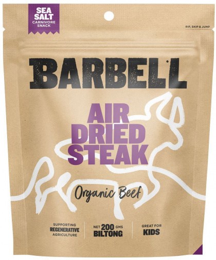 Barbell Burn Sea Salt Air Dried Steak Biltong Organic  200g