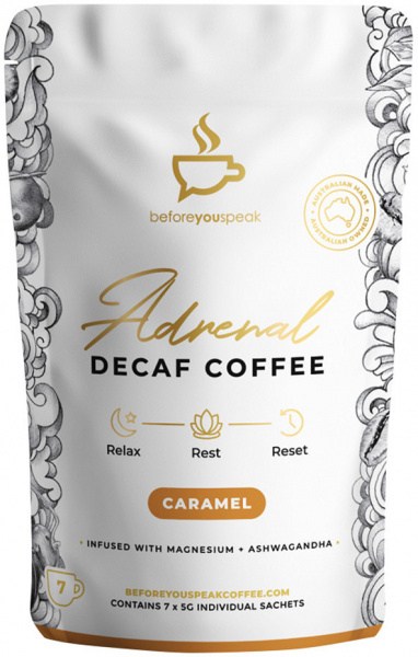 BEFORE YOU SPEAK Adrenal Decaf Coffee Caramel 5g x 7 Pack