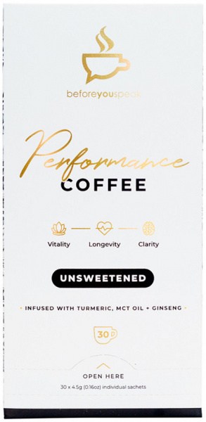 BEFORE YOU SPEAK Performance Coffee Unsweetened 4.5g x 30 Pack