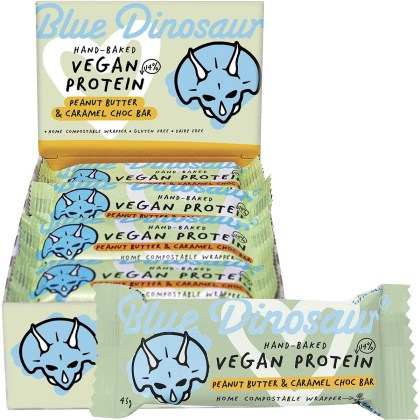 Blue Dinosaur Vegan Protein Bar PB & Caramel Choc 12x45g