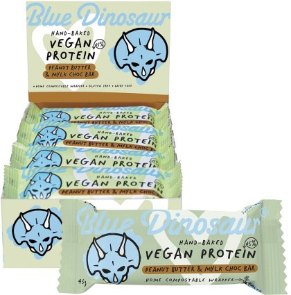 Blue Dinosaur Hand-Baked Vegan Protein Bar PB & Mylk Chocolate 12x45g
