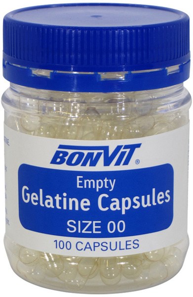 BONVIT Empty Capsules Size '00' Gelatine 100c