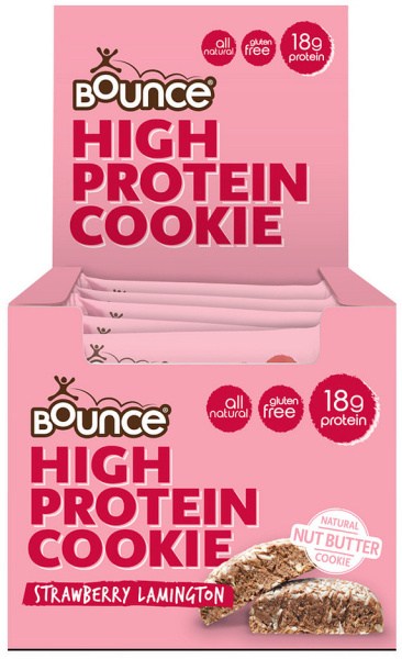 BOUNCE High Protein Cookie Strawberry Lamington 65g x 12 Display