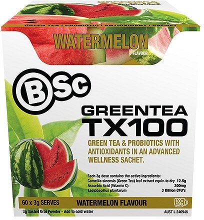 BSc Green Tea TX100 Watermelon 60x3g Serve Pack