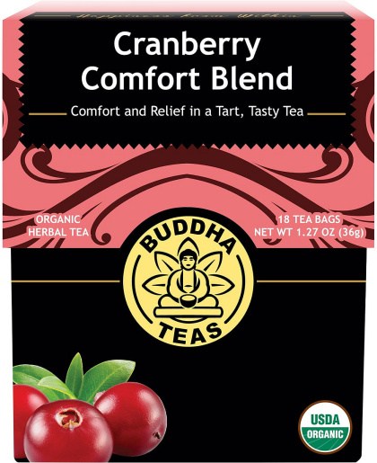 Buddha Teas Organic Herbal Tea Bags Cranberry Comfort Blend 18pk