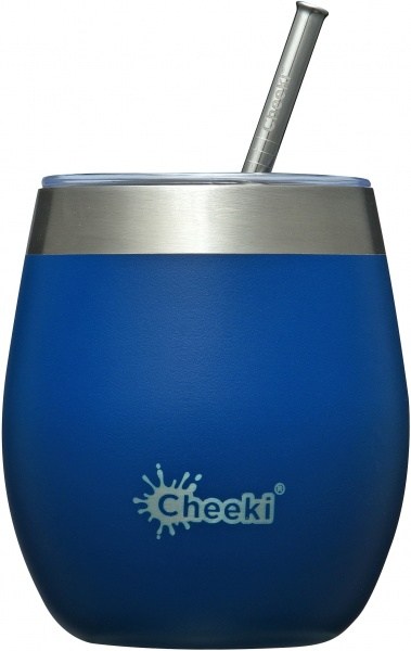 Cheeki Insulated Wine Tumbler with Straw Sapphire Blue 220ml