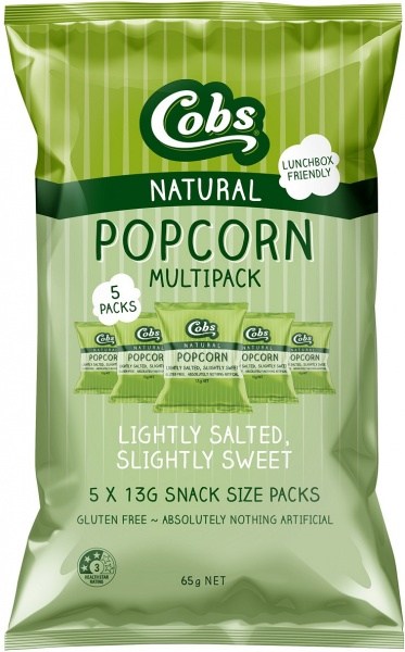 Cobs Natural Popcorn Multipack Lightly Salted, Slightly Sweet  (5Pk) 10x65g