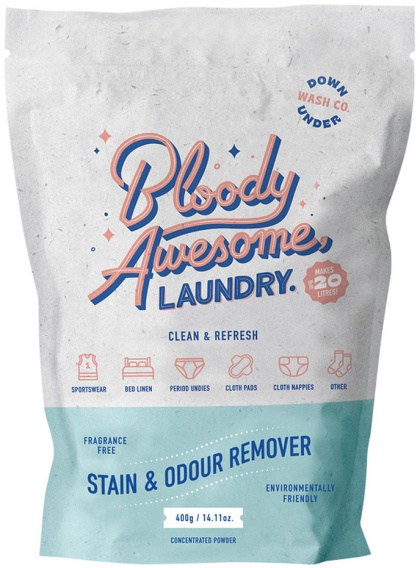 DOWNUNDER WASH CO. (Bloody Awesome, Laundry) Stain & Odour Remover Powder Fragrance Free 400g