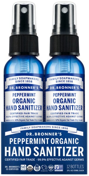 DR. BRONNER'S Organic Hand Sanitizer Peppermint 59ml x 12 Display