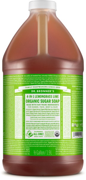 Dr Bronner's Organic Soap Lemongrass Lime 1.89L