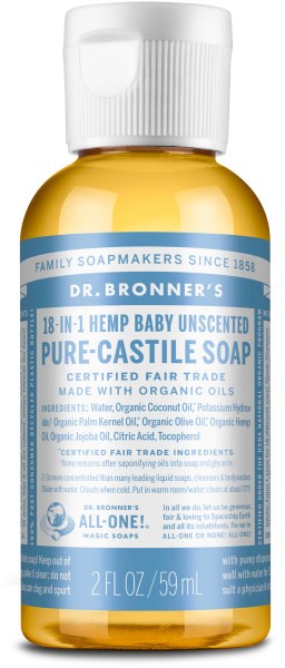 Dr Bronner's Pure Castile Liquid Soap Baby Unscented 59ml
