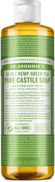 Dr Bronner's Pure Castile Liquid Soap Green Tea 473ml