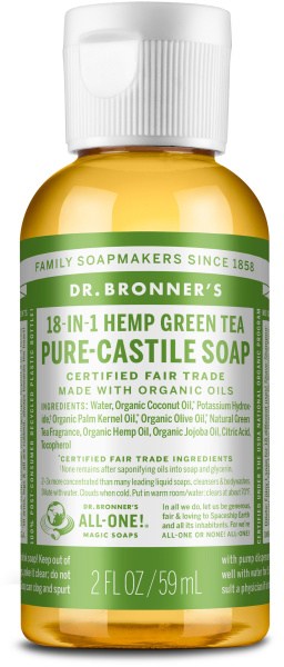 Dr Bronner's Pure Castile Liquid Soap Green Tea 59ml