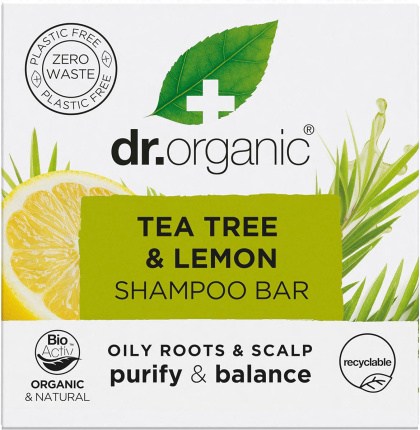 Dr Organic Shampoo Bar Tea Tree & Lemon Oily Roots & Scalp 75g