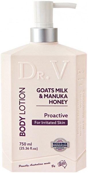 DR. V Body Lotion Goats Milk & Manuka Honey (Proactive for Irritated Skin) 750ml