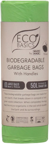 Eco Basics Biodegradable Garbage Bin Bags 50L - 10Bags/Roll