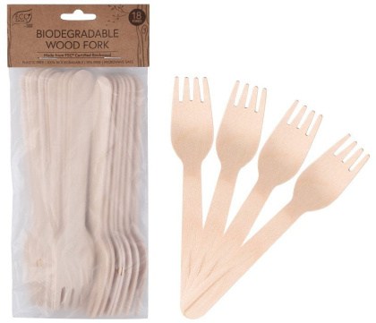 Eco Basics Biodegradable Wood Fork - 18pcs