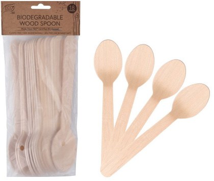 Eco Basics Biodegradable Wood Spoon - 18pcs