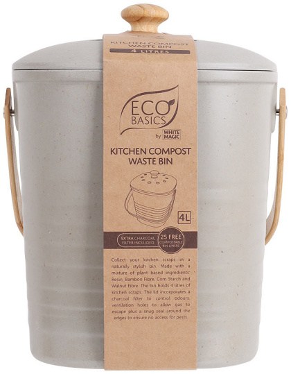 Eco Basics Compost Kitchen Waste Bin - 4L Granite