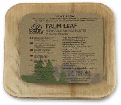 EcoSouLife Areca Leaf (20cm) Square Plate 5Pc Pack