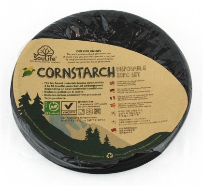EcoSouLife Cornstarch (18cm) Side Plate Black 20Pc Set
