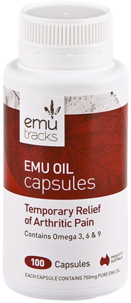 EMU TRACKS Emu Oil 750mg Capsules 100c