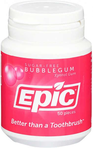 EPIC Xylitol (Sugar-Free) Gum Bubble Gum 50 Piece Tub