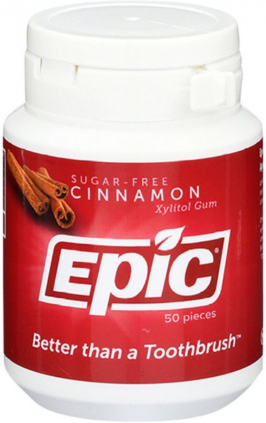 EPIC Xylitol (Sugar-Free) Gum Cinnamon 50 Piece Tub
