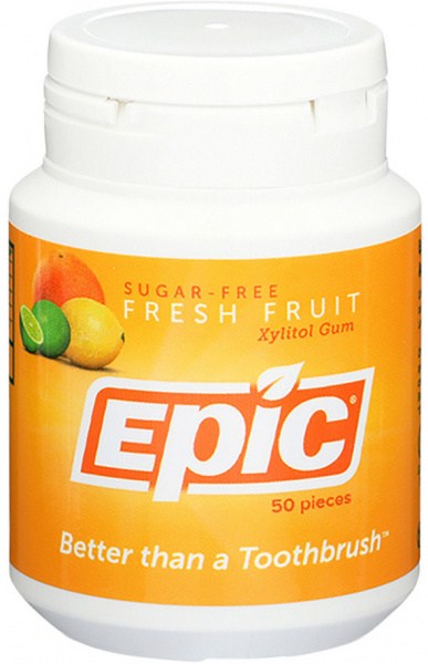 EPIC Xylitol (Sugar-Free) Gum Fresh Fruit 50 Piece Tub