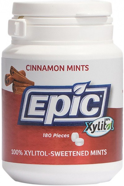 EPIC Xylitol (Sugar-Free) Mints Cinnamon 180 Piece Tub