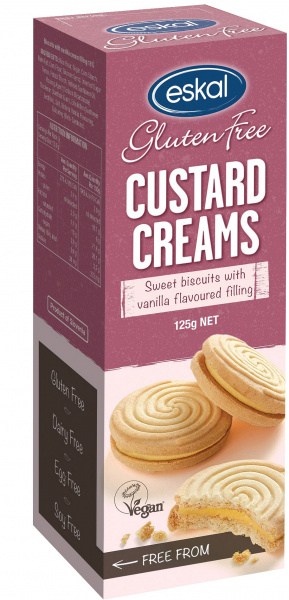 Eskal Custard Cream  Sweet Biscuits with Vanilla Flavoured Filling 125g