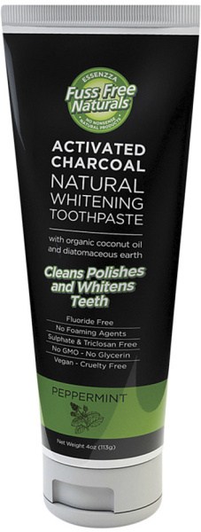 ESSENZZA FUSS FREE NATURALS Activated Charcoal Toothpaste (Natural Whitening) Peppermint 113g