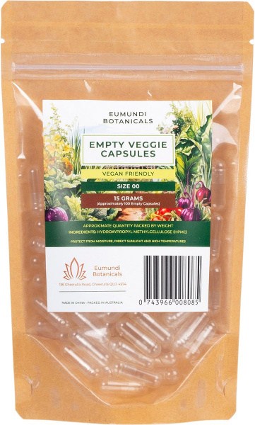 Eumundi Botanicals Empty Veggie Capsules Size 00 100 Caps