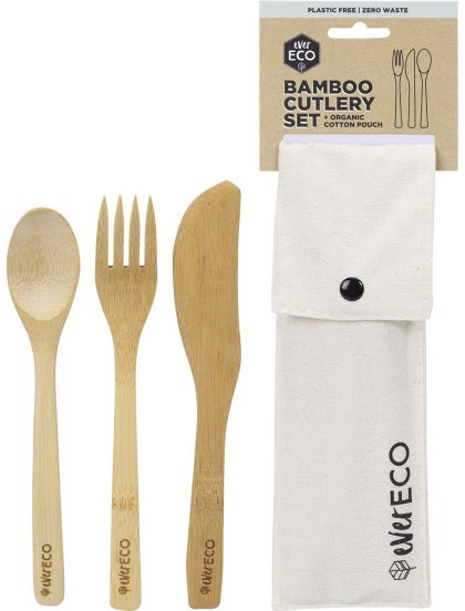 Ever Eco Bamboo Cutlery Set with Organic Cotton Pouch  