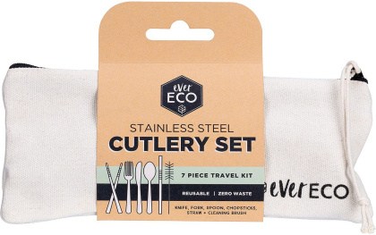 Ever Eco Stainless Steel Cutlery Set 7 Piece Travel Kit  