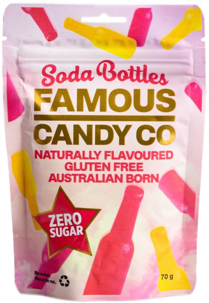 Famous Candy Co Sugar Free All Natural Soda Bottles  8x70g