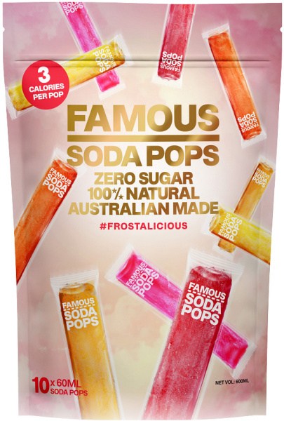 Famous Soda Pops Sugar Free All Natural Icy Poles  10Pack