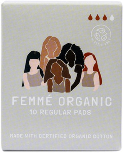 FEMME ORGANIC Organic Cotton Pads Regular x 10 Pack