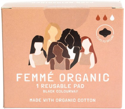 FEMME ORGANIC Organic Cotton Reusable Pad Black
