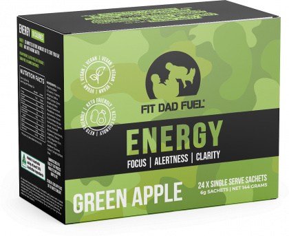 Fit Dad Fuel Green Apple Energy (24 x 6g Single Serve Sachet) Box 144g