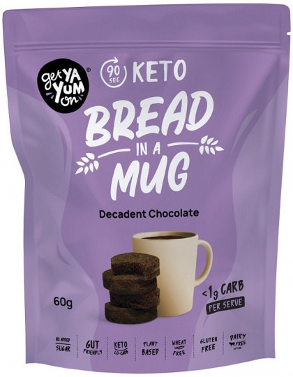 GET YA YUM ON (90 sec Keto) Bread In A Mug Decadent Chocolate 60g