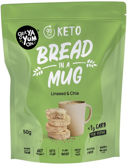 GET YA YUM ON (90 sec Keto) Bread In A Mug Linseed & Chia 50g